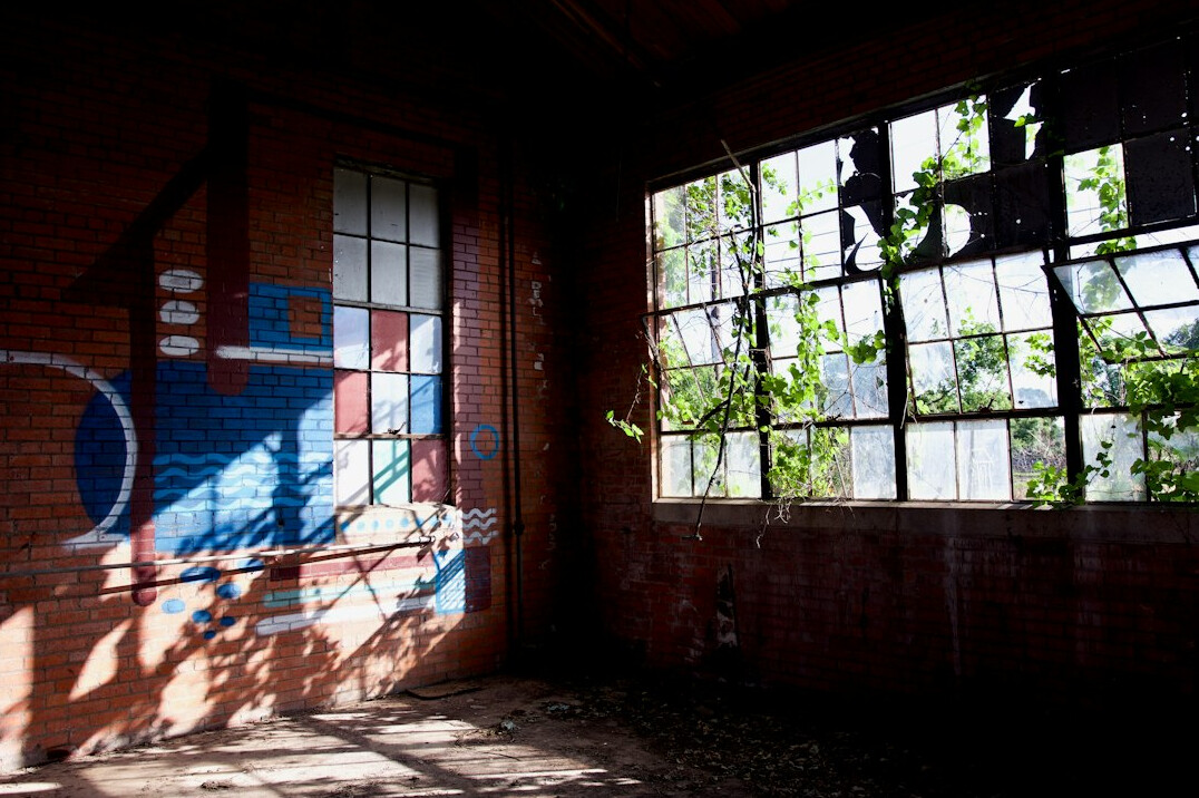 art installation in warehouse